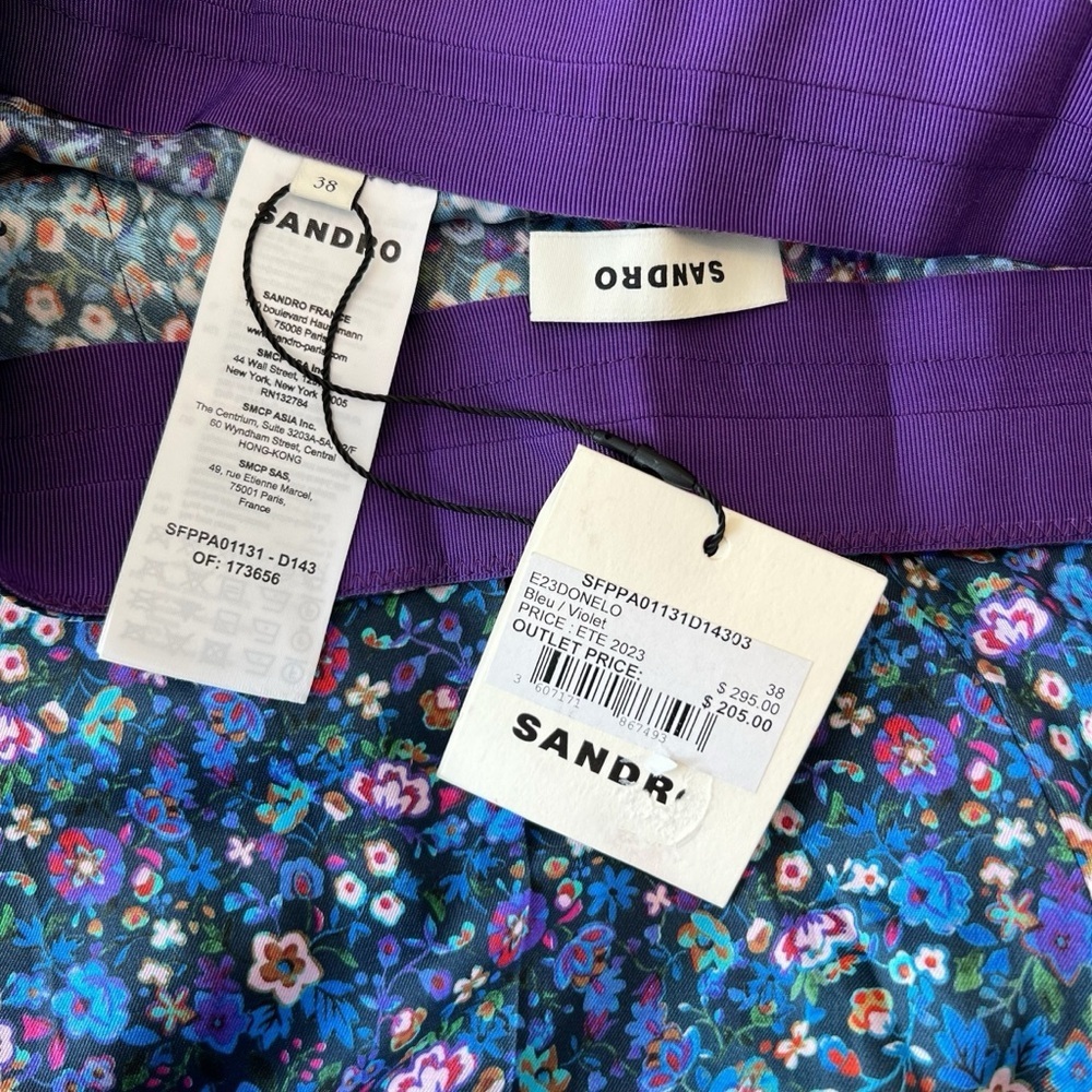 Sandro Donelo Satin Floral Print Flare Pants Size FR 38/ Medium - Picture 7 of 10